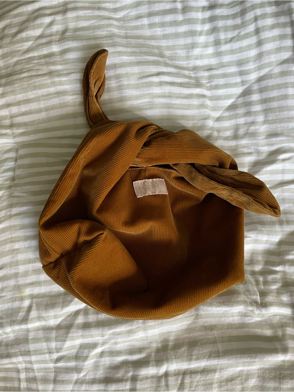 Merit Skincare Makeup Tie Knot Cosmetics Small Corduroy Bag